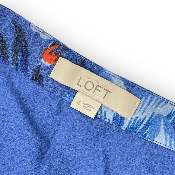 Ann Taylor Loft Mini Skirt Blue Floral Short Ruffle Tiered Boho Women’s Size 4 - Picture 7 of 12